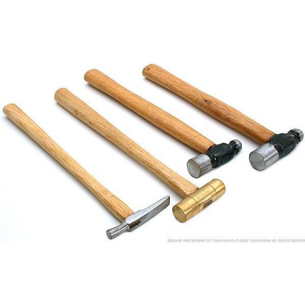 4 jewellers hammers ball pein brass planishing tool set