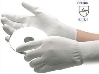 13-pin white pu coated nylon work gloves s/m/l(12PAIRS)