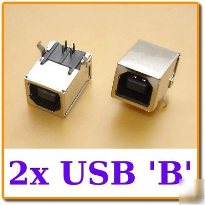 2X female usb b type connector pcb mount socket (US03)