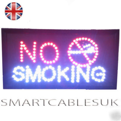 Bright illuminated led no smoking shop display sign uk