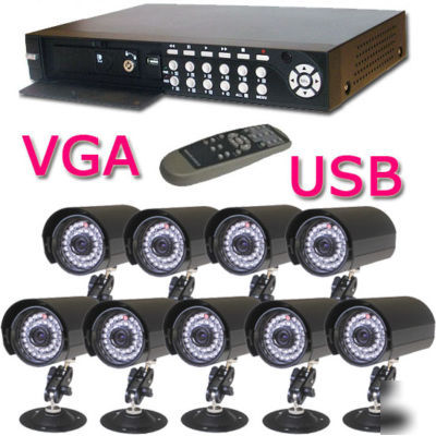 Completed security system network dvr + 9 x ir cameras