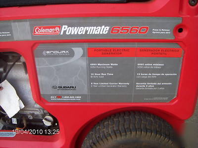 Lightly used coleman powermate generator 6560 max watt