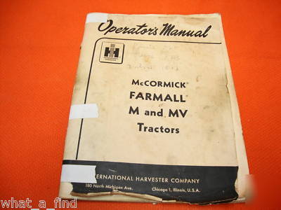 Mccormick farmall m mv tractor operator's manual ih