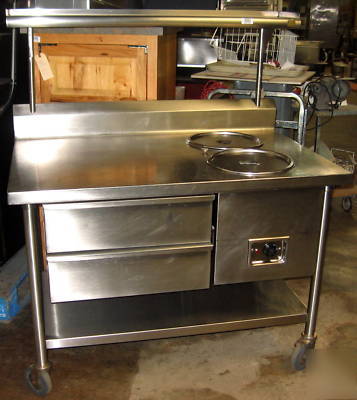  stainless steel heated donut finishing / glazing table