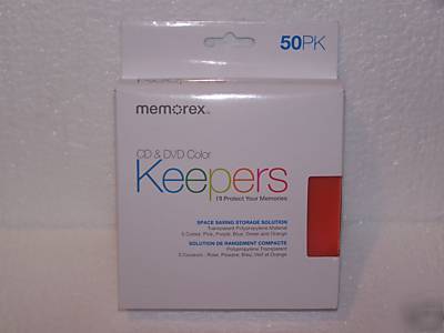 Memorex cd&dvd color keepers 50 pk assorted 5 colors 