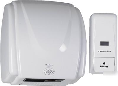 New automatic hand dryer 2100W + soap dispenser white 