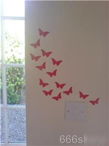 48 tiny red butterflies room wall stickers