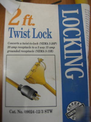 12-3 x 2 ft. stw tri-source adapter w/ twist lock 