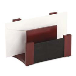 New desktop sorter, 2 sections, wood/faux leather, 6...