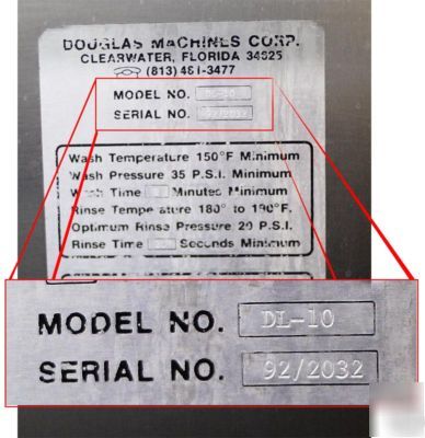Douglas commercial washer dishwasher - DL10
