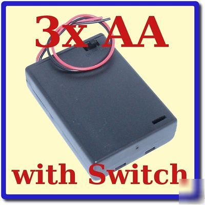 Aa battery holder enclosed box with switch for 3X aa