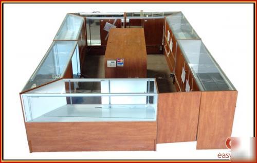 Glass front retail service surround display counter
