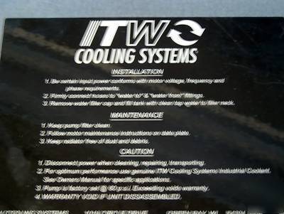 Itw ir cooling system C100-1 welding 6 gal water cooler