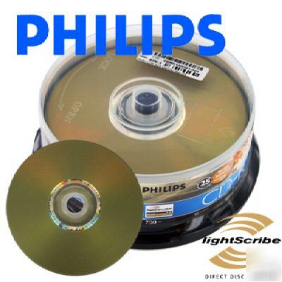 25 philips 52X lightscribe cd-r cd media disk free ship