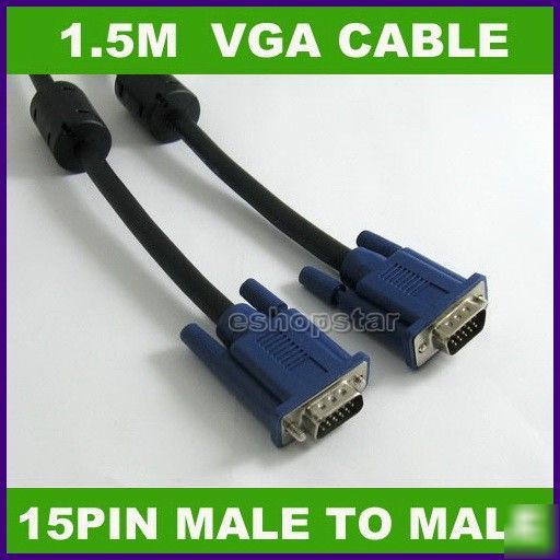 5 ft 15 pin vga m/m cable for pc lcd monitor projector
