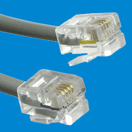 50FT RJ11 6P/4C silver satin flat telephone cable 1:4 