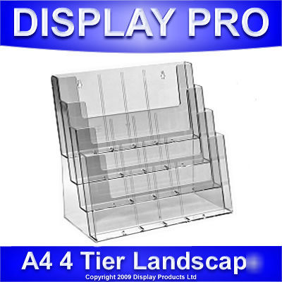 A4 4 bay landscape leaflet dispenser counter displays