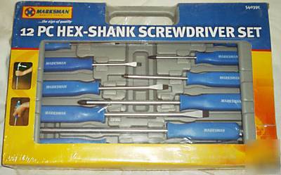 New 12 piece hex shank screwdriver set. brand & boxed 