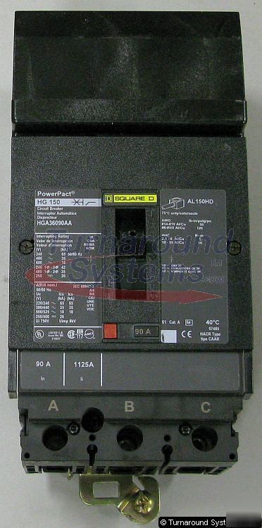 New square d HGA36090AA circuit breaker, 90 amp, i-line 