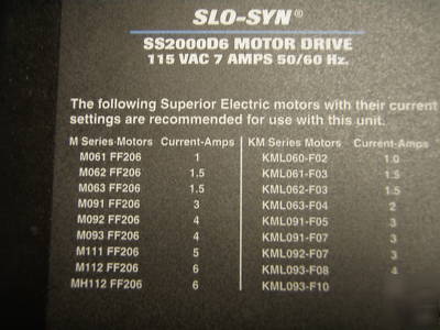 Superior slo-syn SS2000D6 motor drive 7 amp slo syn