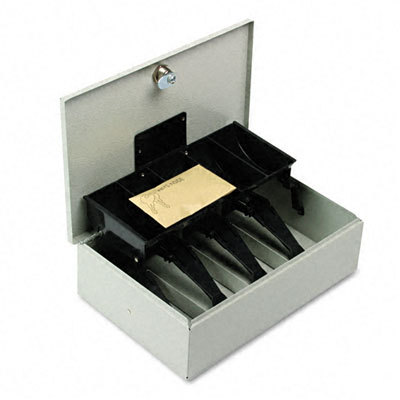 Cashbox with five compartments tumbler lock platinum