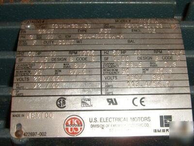 Electric motor us mfg # R068A HZ60 HP40 RPM1775 <459