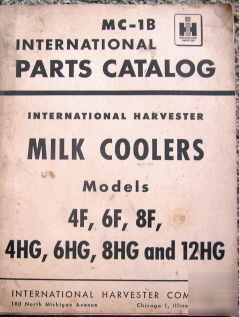 1951 mc-1B international milk coolers parts catalog