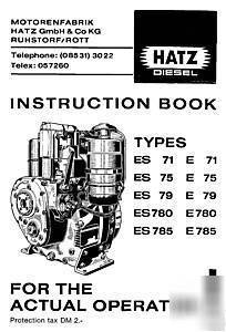 Hatz diesel engine manual instruction spare parts lists