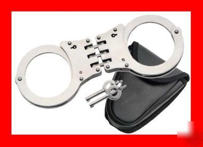 Hinged handcuffs police heavy duty hand cuffs w/case 