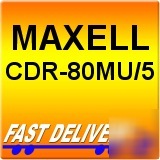 Maxell cdr-80MU/5 80 min recrdbl c dfor dig audio 5PK r