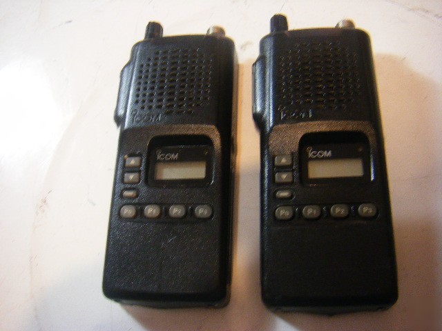 Two icom ic-F4S-4 uhf transceivers