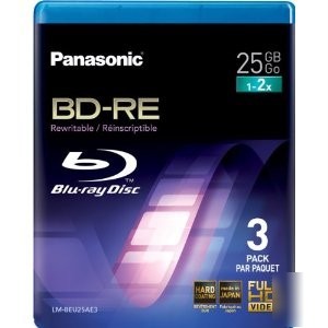 Panasonic lm-BEU25AE3 25GB rewritable blu-ray media 3PK