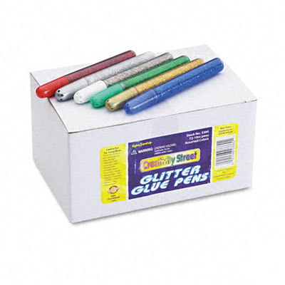 Glitter glue pens 12 assorted colors 10CC tubes 72/pck
