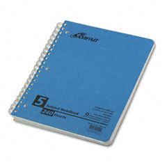 Twin wire 5 subject notebook with 4 flush-cut dividers,