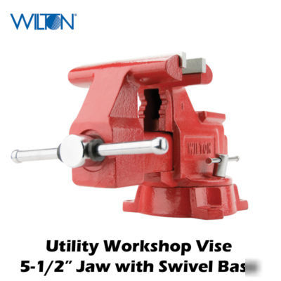 Wilton utility workshop vise, 5-1/2â€ jaw w/swivel base