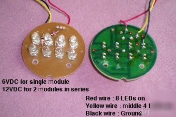 3 pcs 8 white led modules, 2 light modes, buy 3 get 4