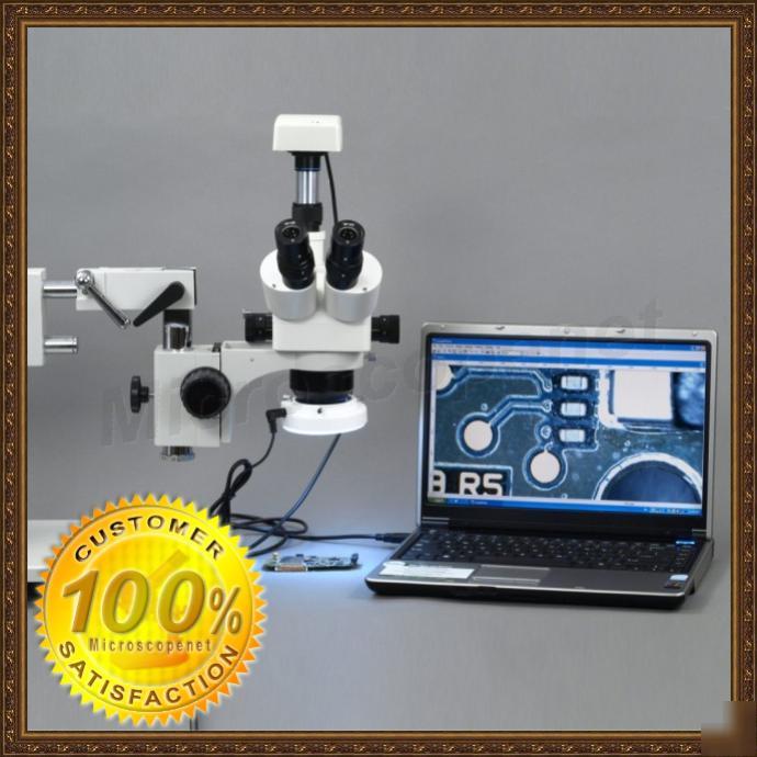 Zoom stereo microscope 5X-80X 2.0MP camera 54 led light