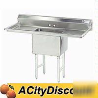 Stainless 1 compartment sink 18X18X12 two 18IN dboards