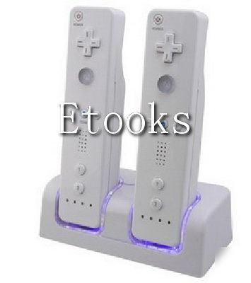 Wii controller remote with blue light double charger