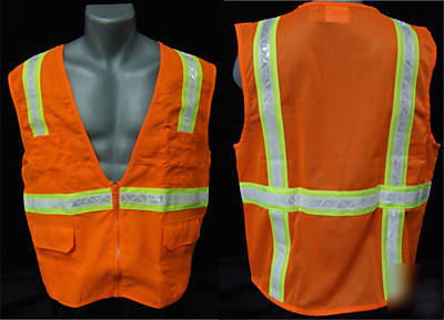 Hi-viz org muli-pocket mesh back safety vest-2XL