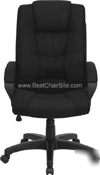 Black fabric high back executive leather office chair