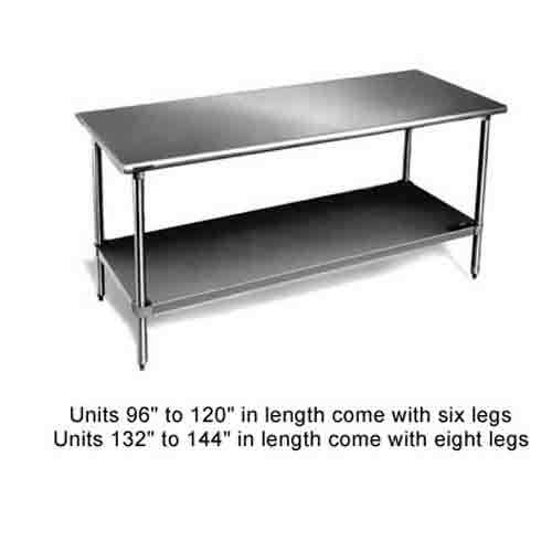 Eagle T3048SB work table, stainless steel top, undershe