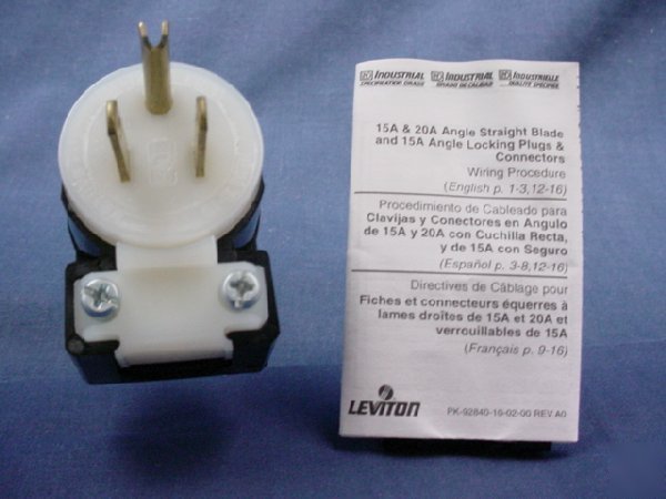 Leviton angled industrial plug nema 5-15 15 amp 125V