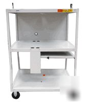 Tv audiovisual stand tray cart on wheels with shelves