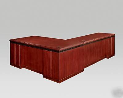 Large l shaped corner desk mahogany finish extra long