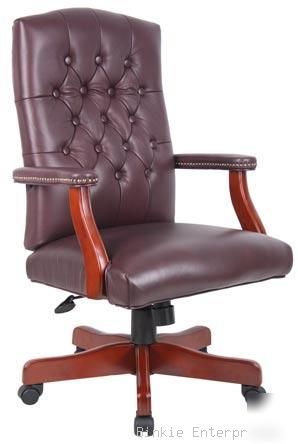 Martha washington burgundy leather high back desk chair