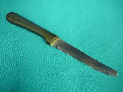 New 24 steak house knives-plastic handle-round tip-s/s 