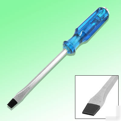 Magnetic slotted screwdriver with blue plastic handle