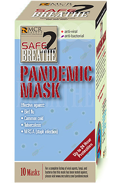 Mcr SAFE2BREATHE pandemic masks 10 pack flu mrsa tb