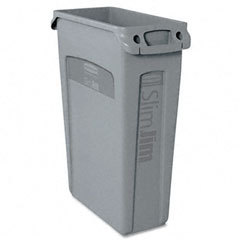Rubbermaid slim jim receptacle with venting channels